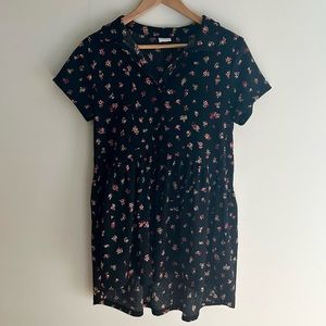 Zara Girls 11-12 Black Floral Shirt Dress